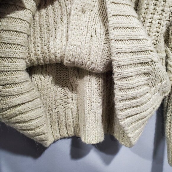 Zara Women's Patchwork Chunky Knit Open Front Cardigan Sweater Light Gre… - Picture 9 of 12